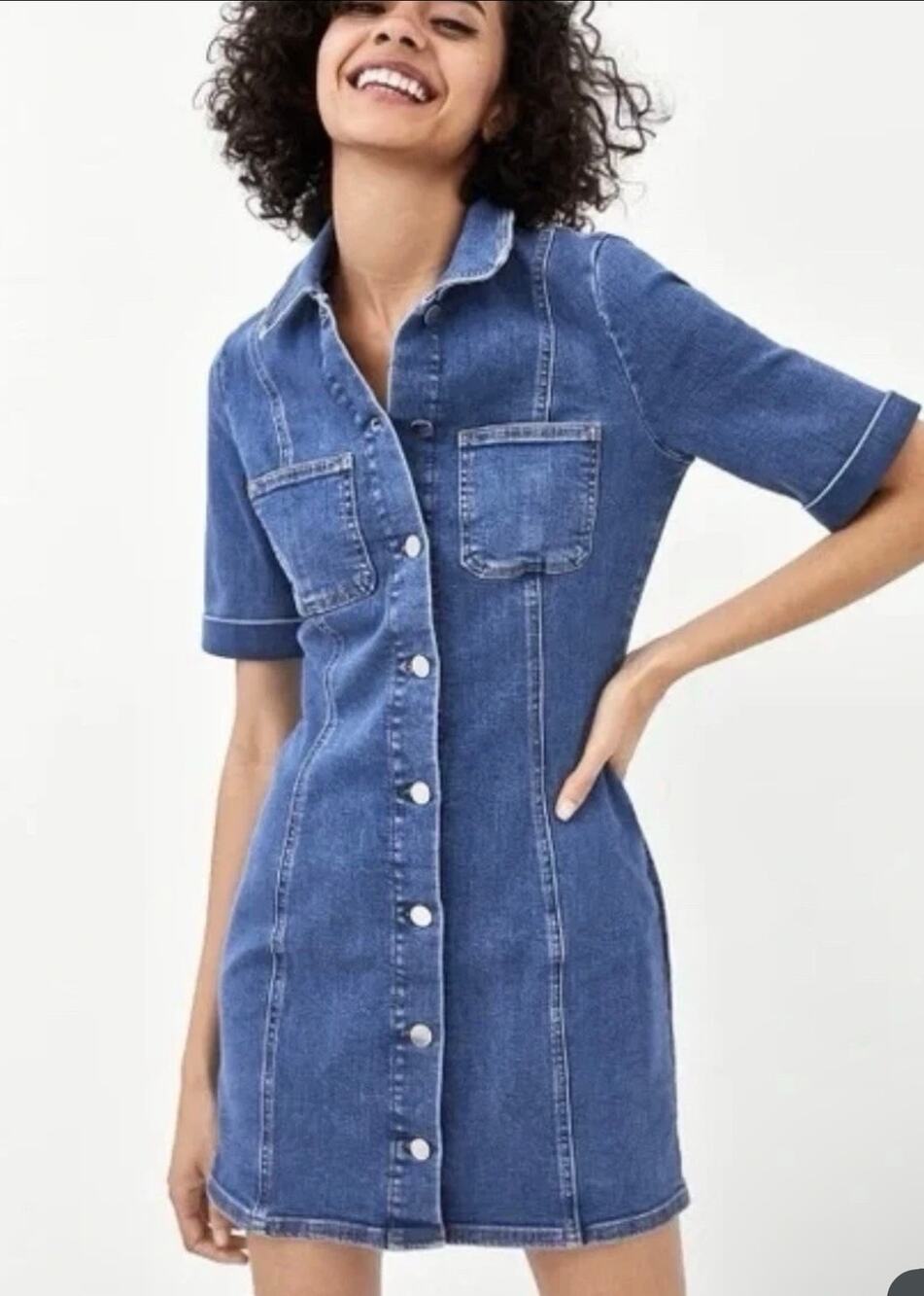 Zara Authentic Denim By TRF Mimi Cuffed Mini Dress Size large